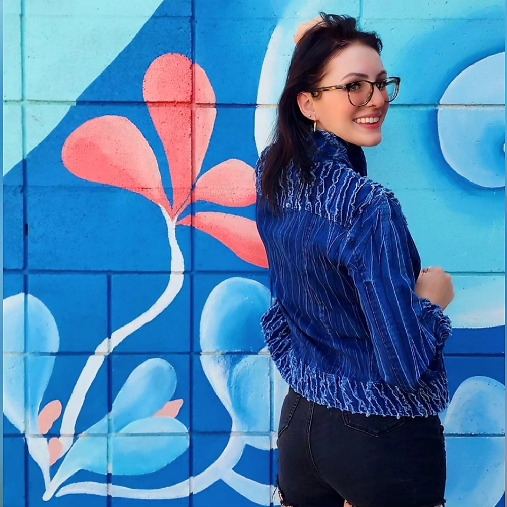 Vintage Ruffle Jean Jacket